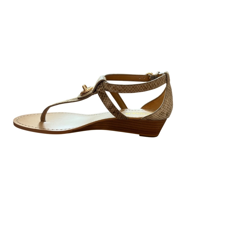 Coach Ingrid Natural Snakeskin Print Turnlock Strappy Sandals Q7144 NIB Summer 7